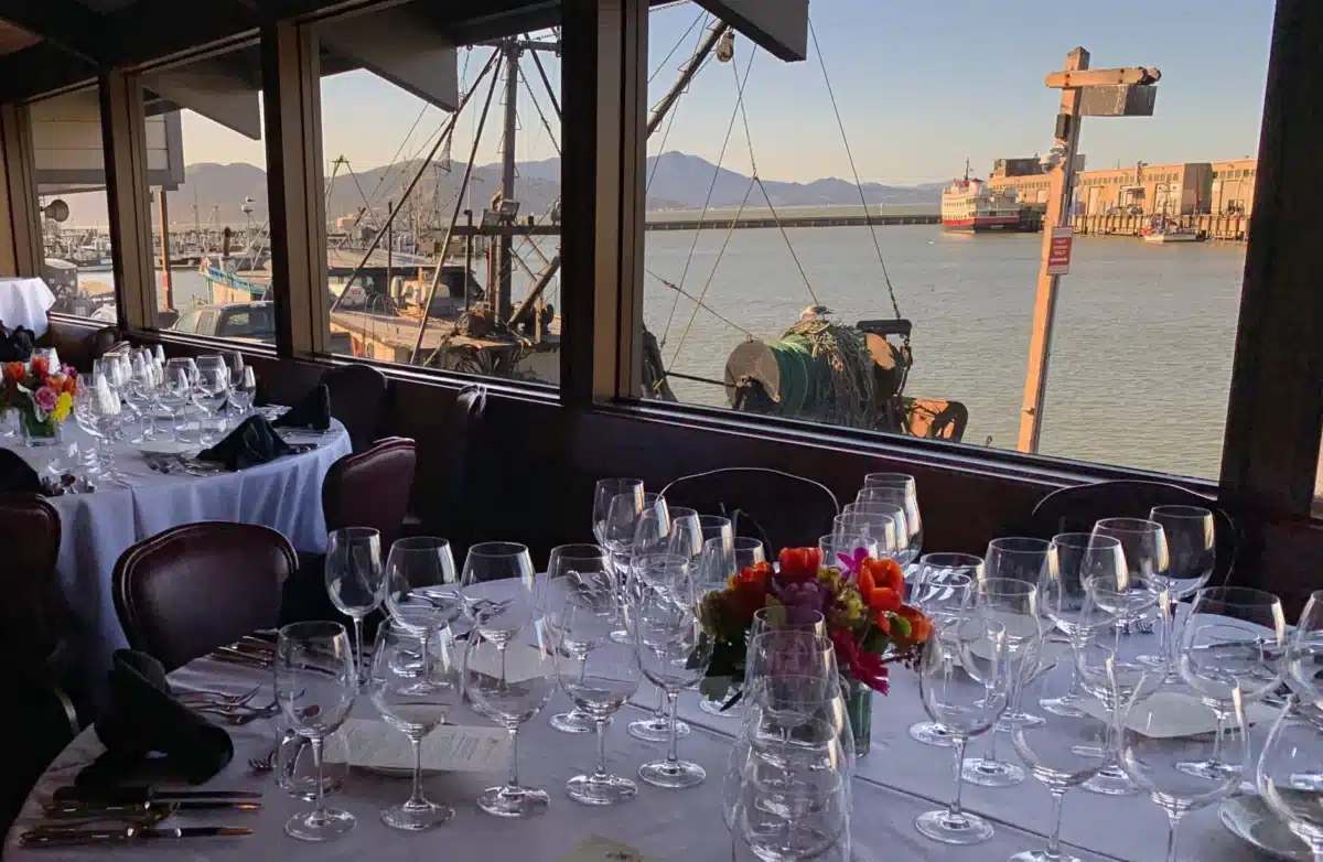 Table settings with the bay in the background