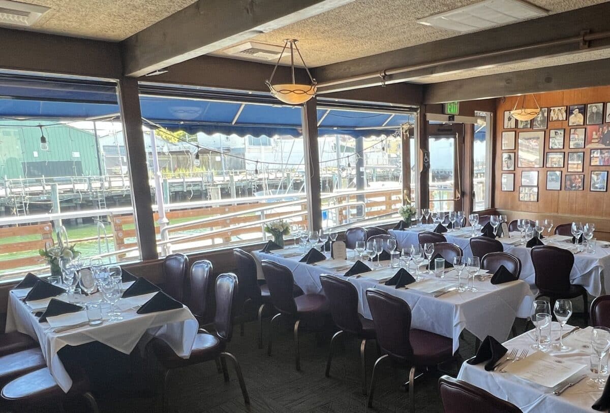 Table setting inside Scoma's for a private group event