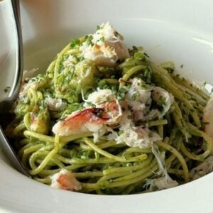 Pesto Spaghetti with Crab